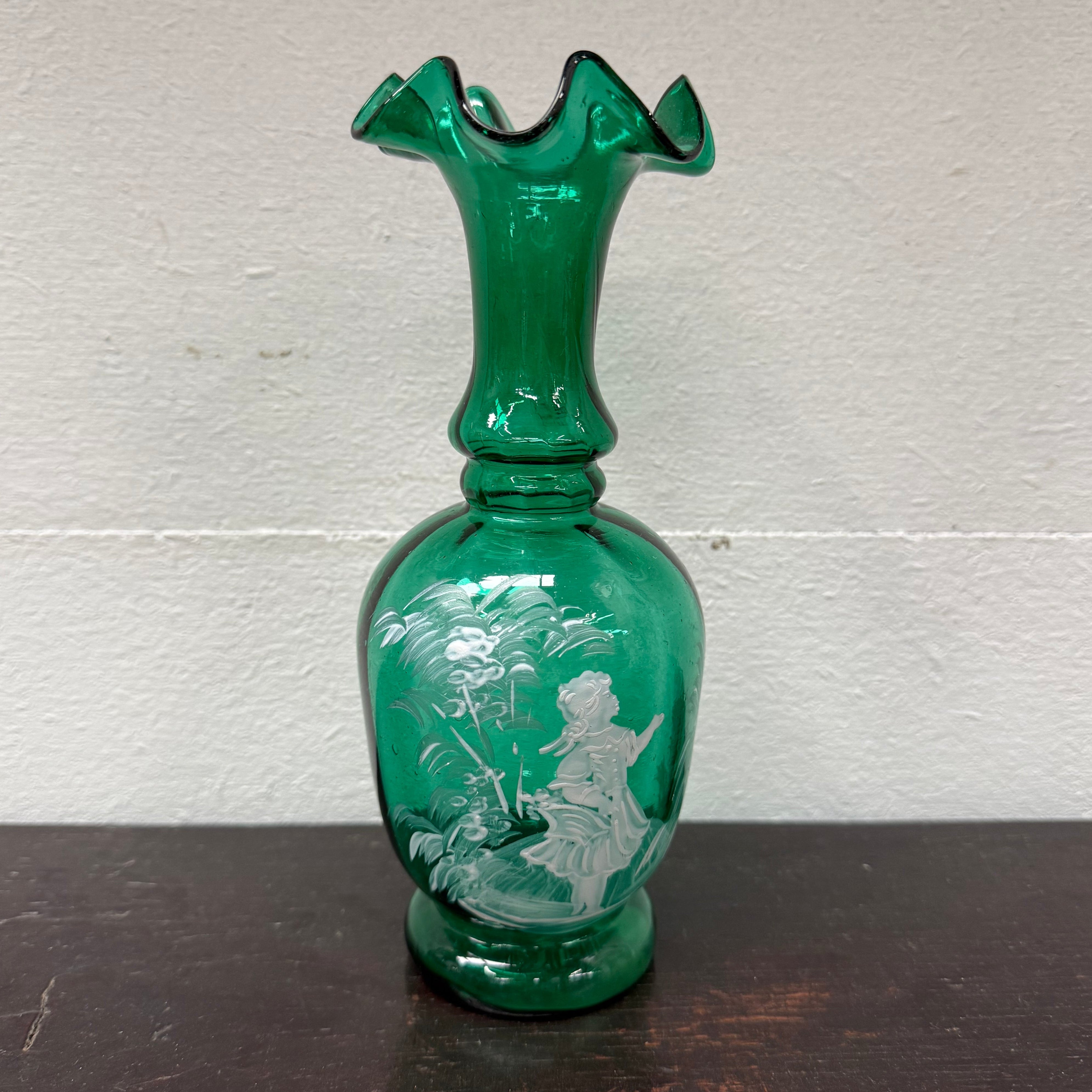 Victorian Mary Gregory Hand Painted Vase | Antique & Vintage | Moonee Ponds Antiques | Australia Wide Delivery