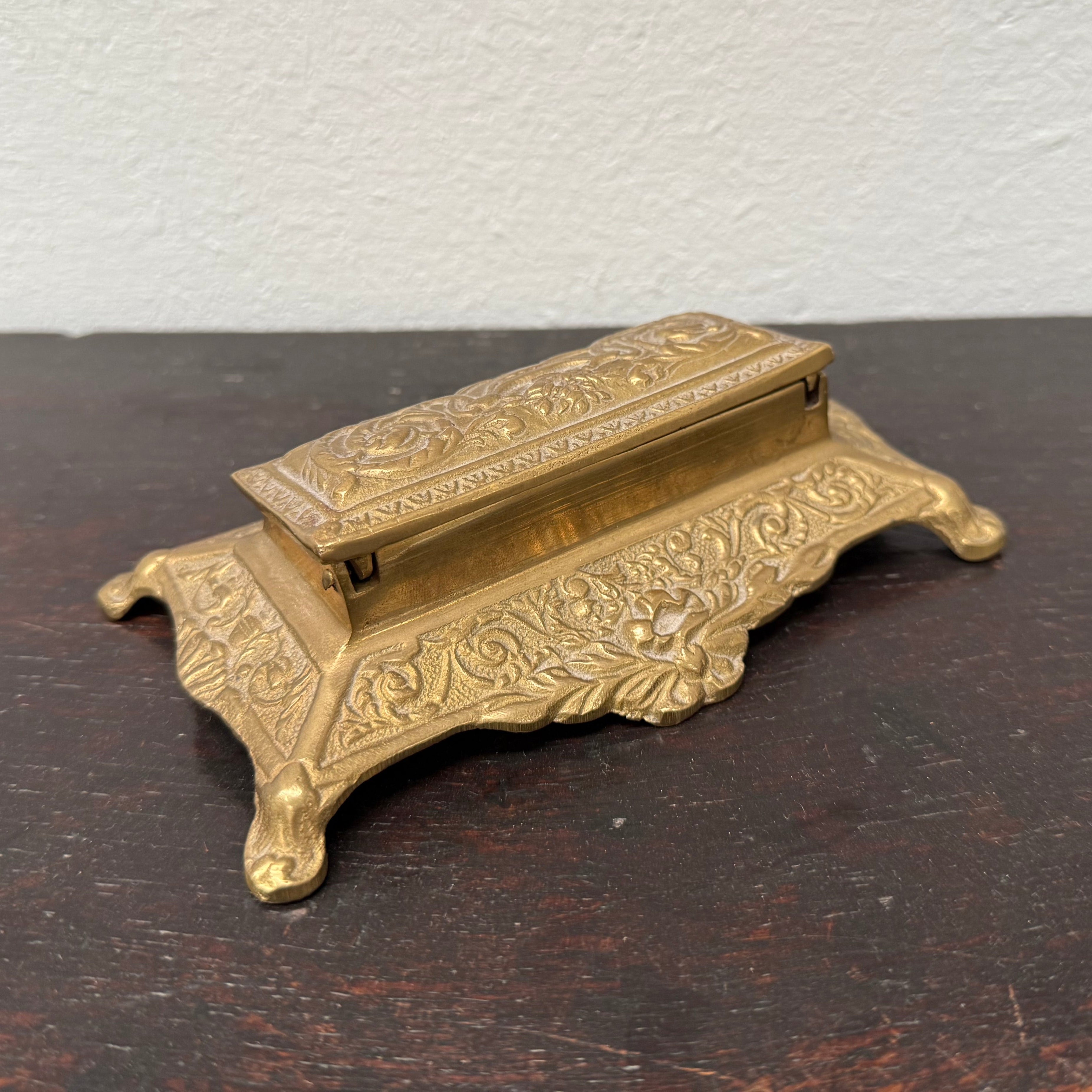 Victorian Style Brass & Gilt Stamp Holder C. 1950's | Antique & Vintage | Moonee Ponds Antiques | Australia Wide Delivery