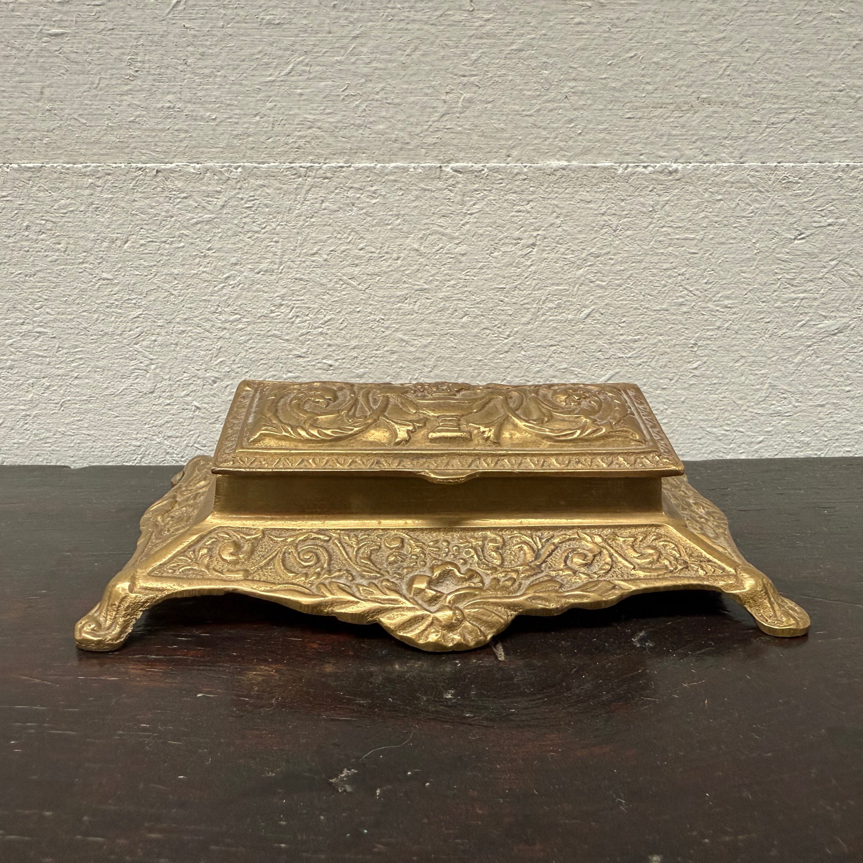 Victorian Style Brass & Gilt Stamp Holder C. 1950's | Antique & Vintage | Moonee Ponds Antiques | Australia Wide Delivery