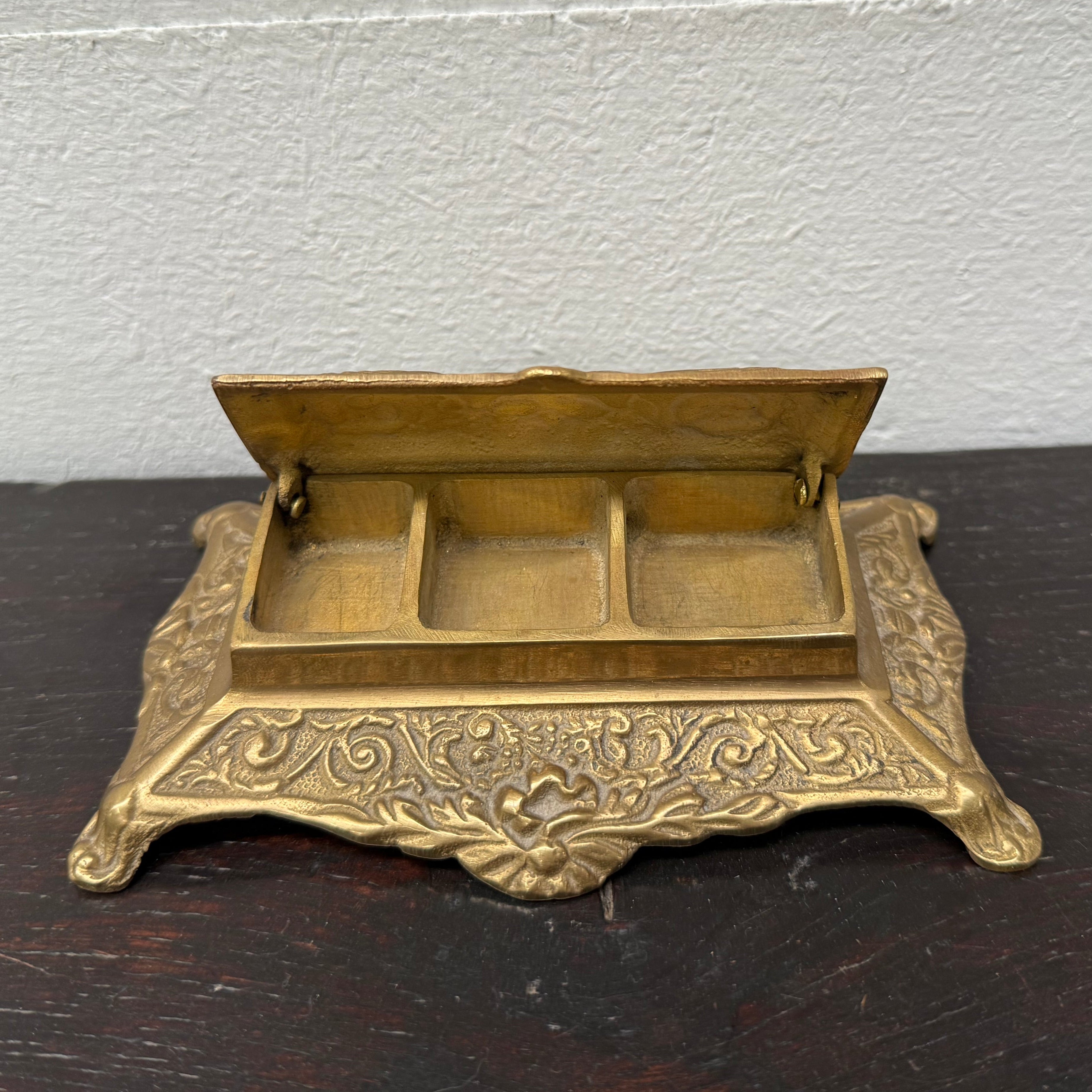 Victorian Style Brass & Gilt Stamp Holder C. 1950's | Antique & Vintage | Moonee Ponds Antiques | Australia Wide Delivery