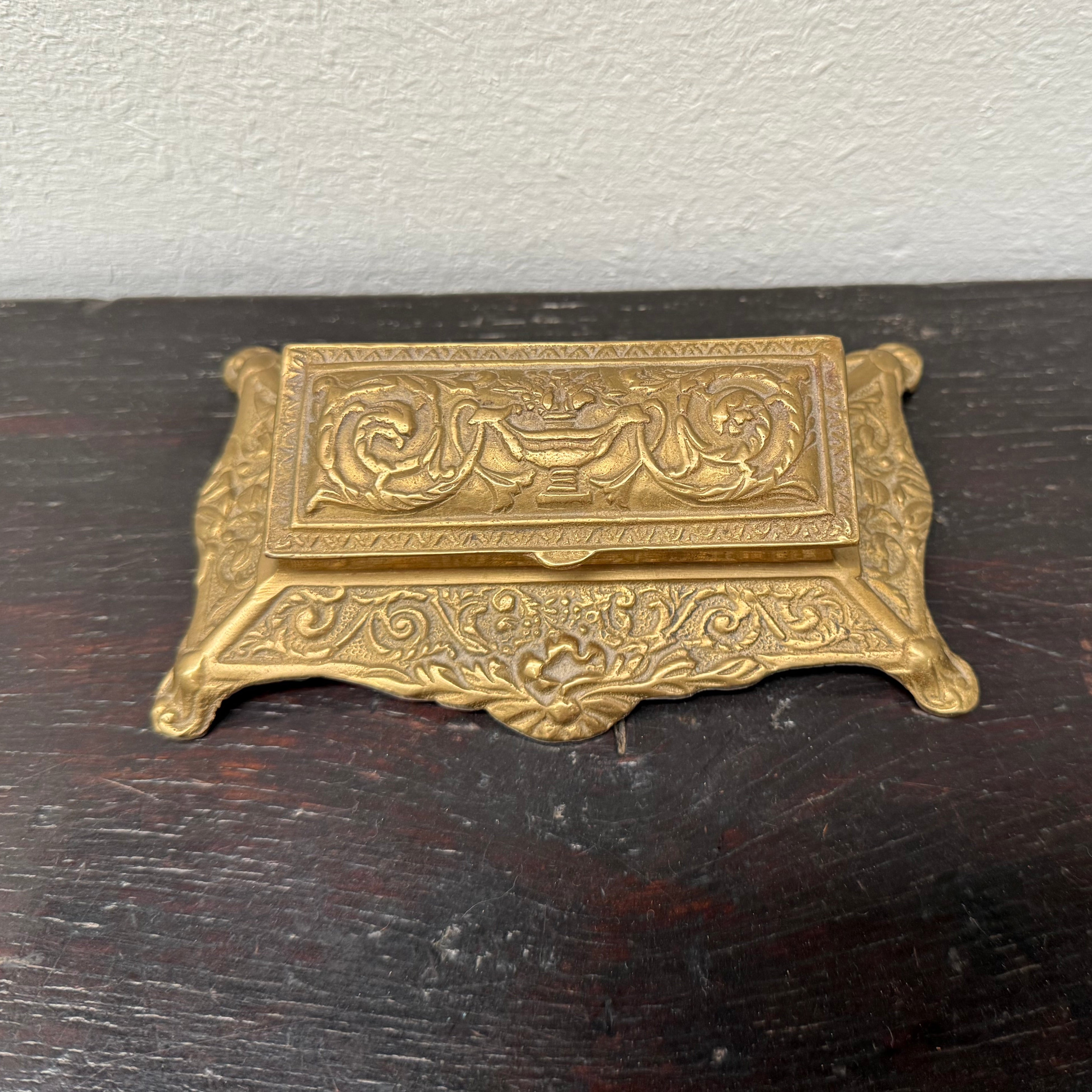 Victorian Style Brass & Gilt Stamp Holder C. 1950's | Antique & Vintage | Moonee Ponds Antiques | Australia Wide Delivery