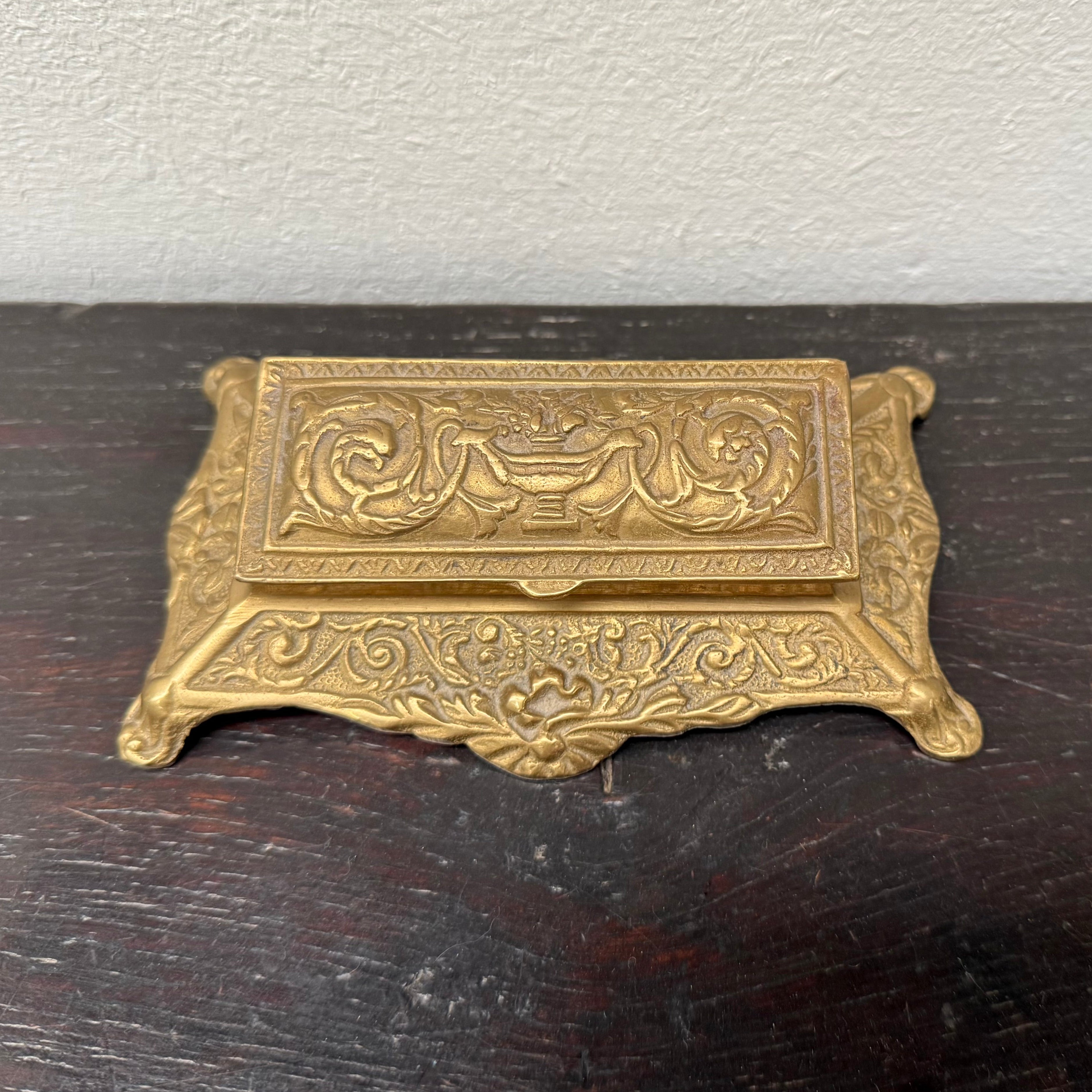 Victorian Style Brass & Gilt Stamp Holder C. 1950's | Antique & Vintage | Moonee Ponds Antiques | Australia Wide Delivery