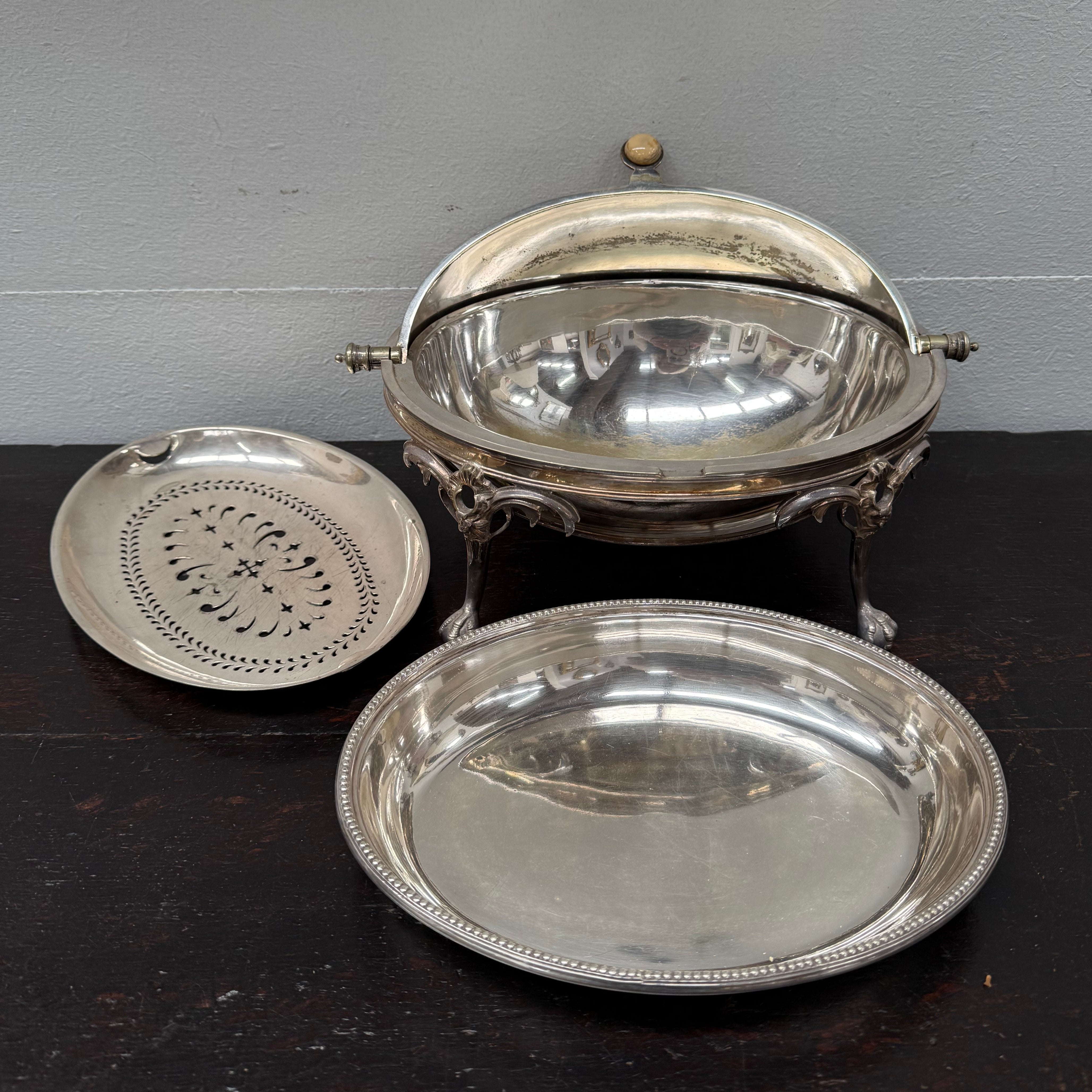 Victorian Top Quality Silver Plate Revolving Dome Top Buffet Server | Antique & Vintage | Moonee Ponds Antiques | Australia Wide Delivery