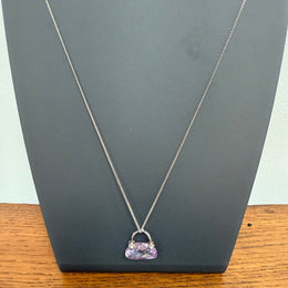 Vintage Italian Silver & Amethyst Handbag Pendant Necklace & Chain