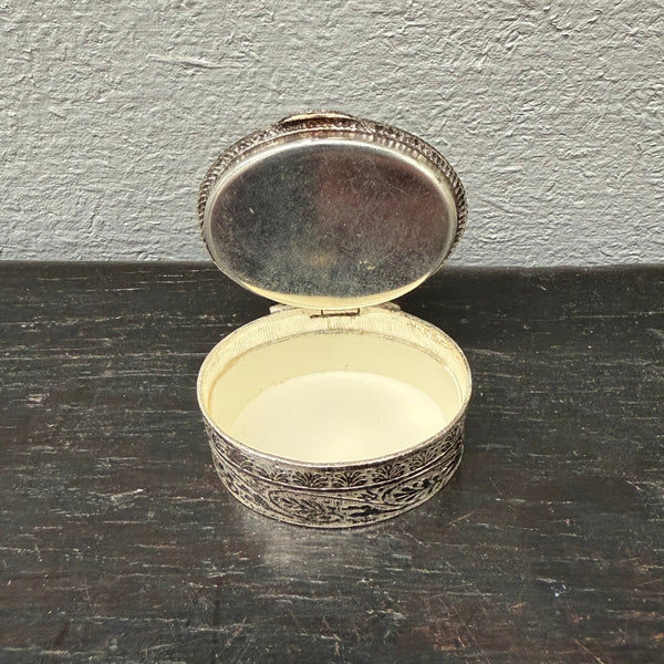 Vintage Italian Silver Metal & Fine Micro Mosaic Pill Box