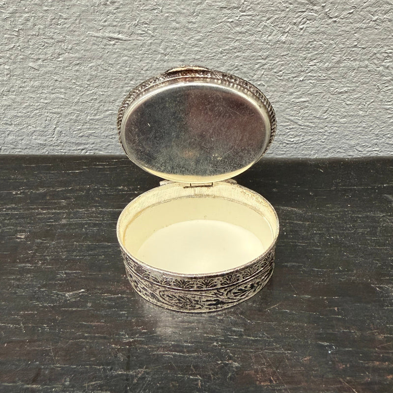 Vintage Italian Silver Metal & Fine Micro Mosaic Pill Box