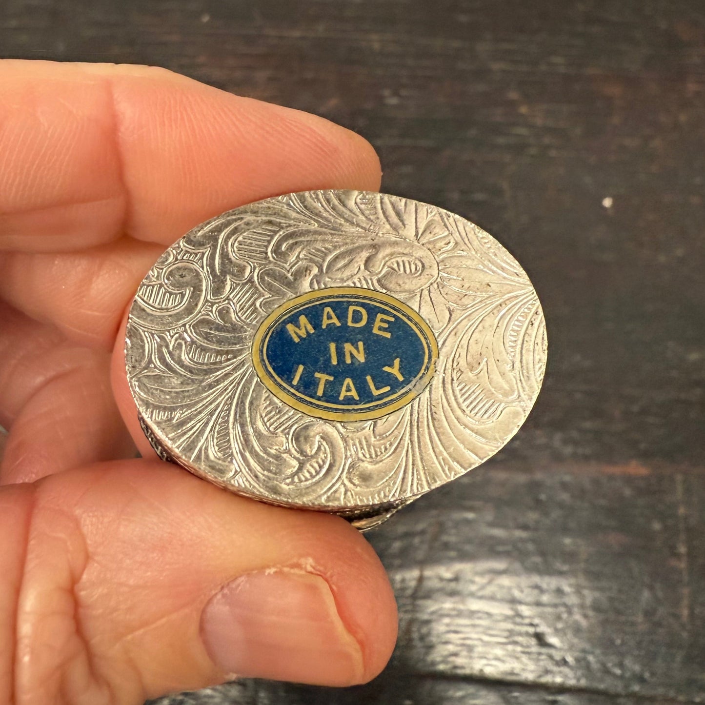 Vintage Italian Silver Metal & Fine Micro Mosaic Pill Box