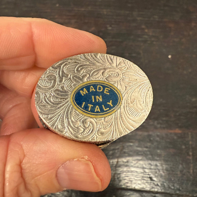 Vintage Italian Silver Metal & Fine Micro Mosaic Pill Box