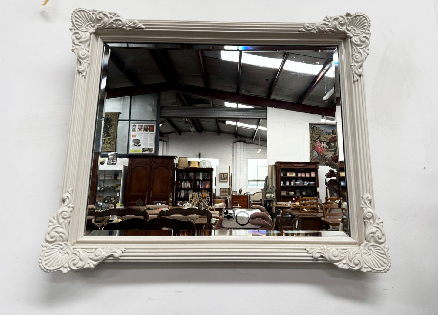 Vintage White Painted Mirror