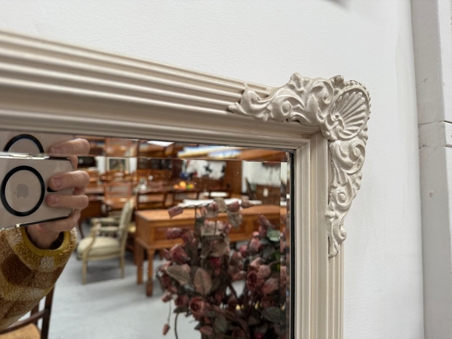 Vintage White Painted Mirror