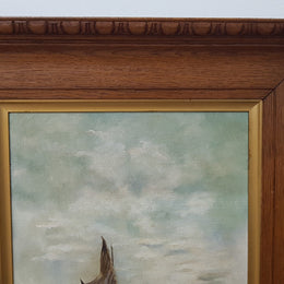 Framed Edwardian "Ship Scene" Oil on Canvas