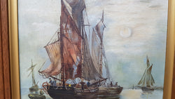 Framed Edwardian "Ship Scene" Oil on Canvas | Antique & Vintage | Moonee Ponds Antiques | Australia Wide Delivery