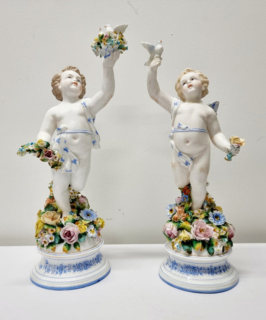 Stunning pair of Victorian Sitzendorf figurines of "Summer & Spring". They have been sourced locally and are in good "as found condition" with some minor wear and tear.