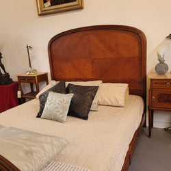 Elegant French Art Deco Walnut Queen Size Bed with Bronze Mounts | Antique & Vintage | Moonee Ponds Antiques | Australia Wide Delivery