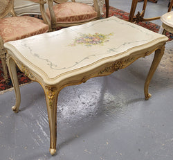 Vintage French Louis 15th Style Coffee Table With Original Painted Floral | Antique & Vintage | Moonee Ponds Antiques | Australia Wide Delivery