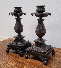 Pair Antique 19th Century French Bronze Candlesticks | Antique & Vintage | Moonee Ponds Antiques | Australia Wide Delivery