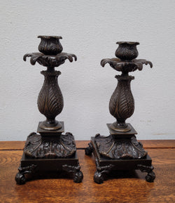 Pair Antique 19th Century French Bronze Candlesticks | Antique & Vintage | Moonee Ponds Antiques | Australia Wide Delivery