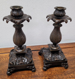 Pair Antique 19th Century French Bronze Candlesticks | Antique & Vintage | Moonee Ponds Antiques | Australia Wide Delivery