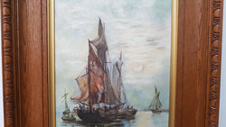 Framed Edwardian "Ship Scene" Oil on Canvas | Antique & Vintage | Moonee Ponds Antiques | Australia Wide Delivery