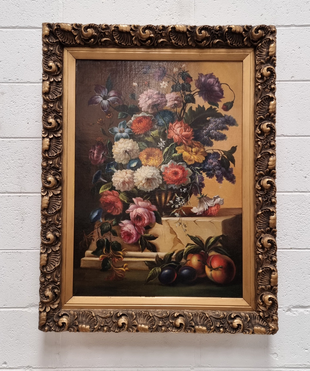 Restored 18th Century Flemish / Dutch framed still life oil painting of a bouquet of flowers. It is framed in a decorative gold frame and is signed. Such a stunning painting.