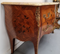 Louis XV Style Marquetry Inlay Marble Top Commode | Antique & Vintage | Moonee Ponds Antiques | Australia Wide Delivery