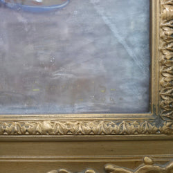 Signature and condition detail on the Pierrot pastel