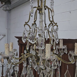 Late 19th Century French Bronze And Crystal Chandelier