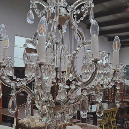 Beautiful French Crystal Bird Cage Chandelier