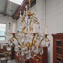 Large Parisian Crystal And Gilt Bronze Chandelier