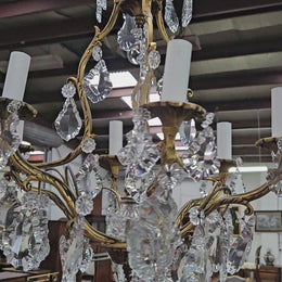 Rare Pair Of Crystal And Gilt Bronze Chandeliers