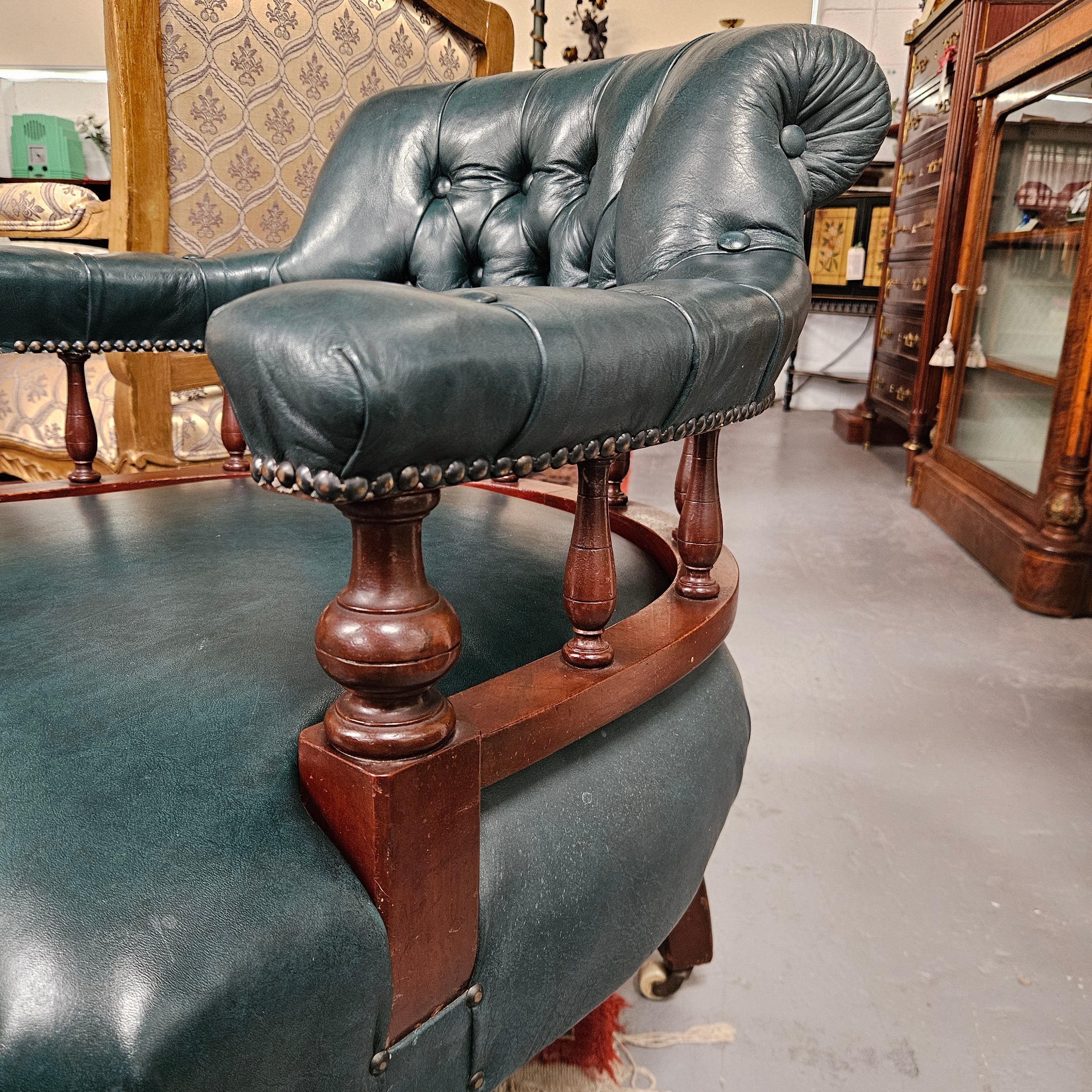 Antique Mahogany Leather Upholstered Captain / Office Chair | Antique & Vintage | Moonee Ponds Antiques | Australia Wide Delivery