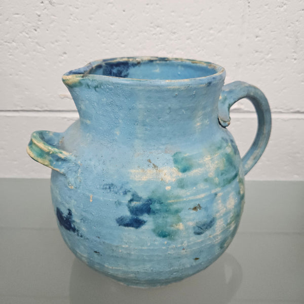 Superb Vintage rustic hand made jug, it has two handles and a spout. It is in good original condition. Please see photos as they form part of the description.