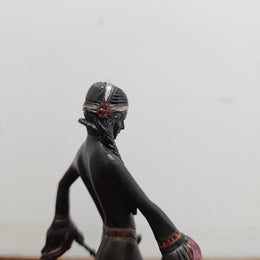 Small Art Deco Bronze Lady With 2 Borzoi Dogs