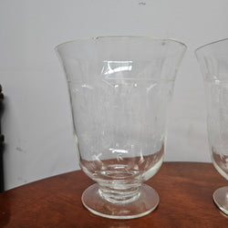 Pair Victorian Or Earlier Etched Glass Vases/Candle Holders
