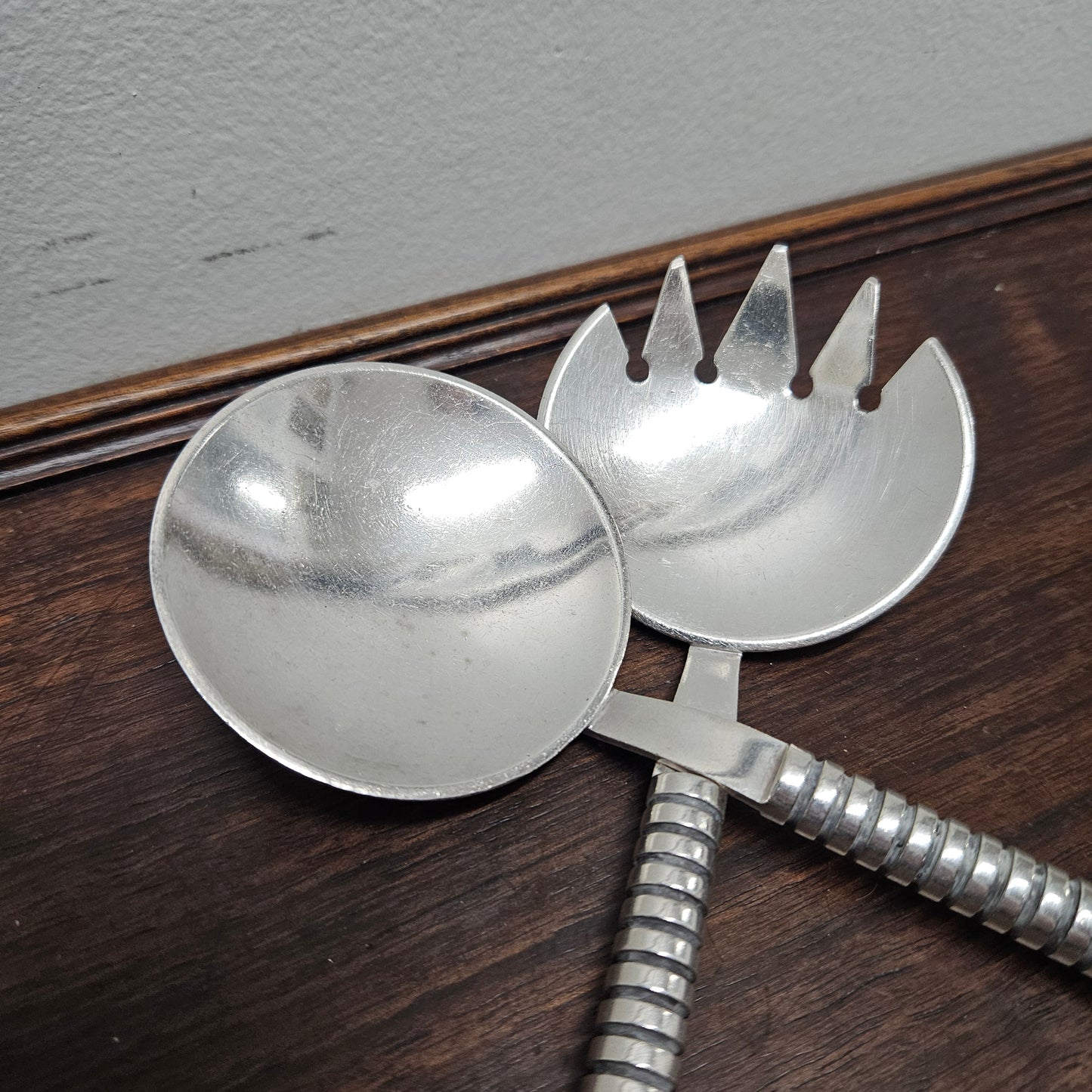 Stylish Mid Century Modern Norwegian Silver (40g Plated) Salad Servers