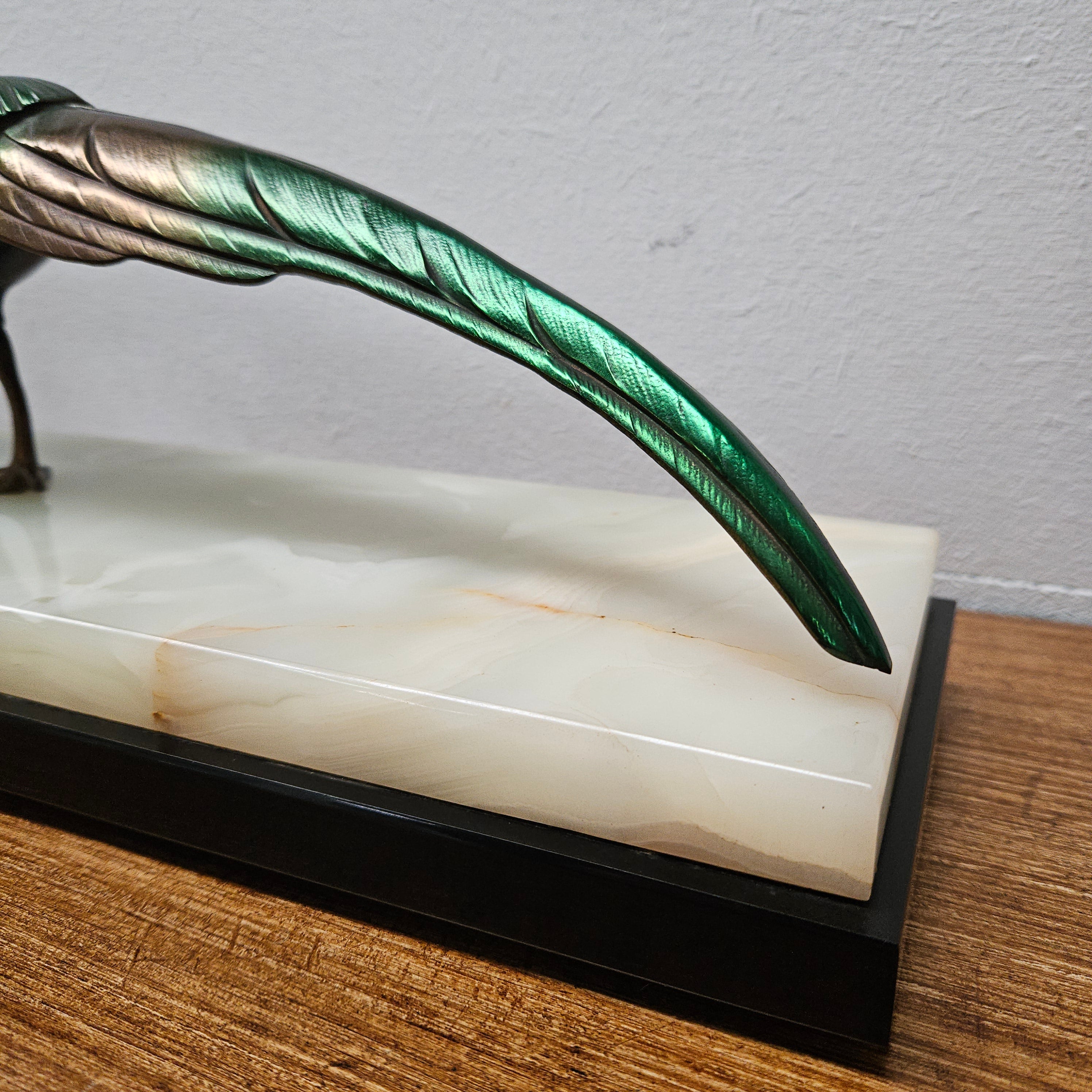 French Art Deco Pair Of Spelter Pheasants On A Marble Plinth | Antique & Vintage | Moonee Ponds Antiques | Australia Wide Delivery