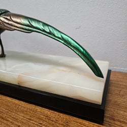French Art Deco Pair Of Spelter Pheasants On A Marble Plinth | Antique & Vintage | Moonee Ponds Antiques | Australia Wide Delivery