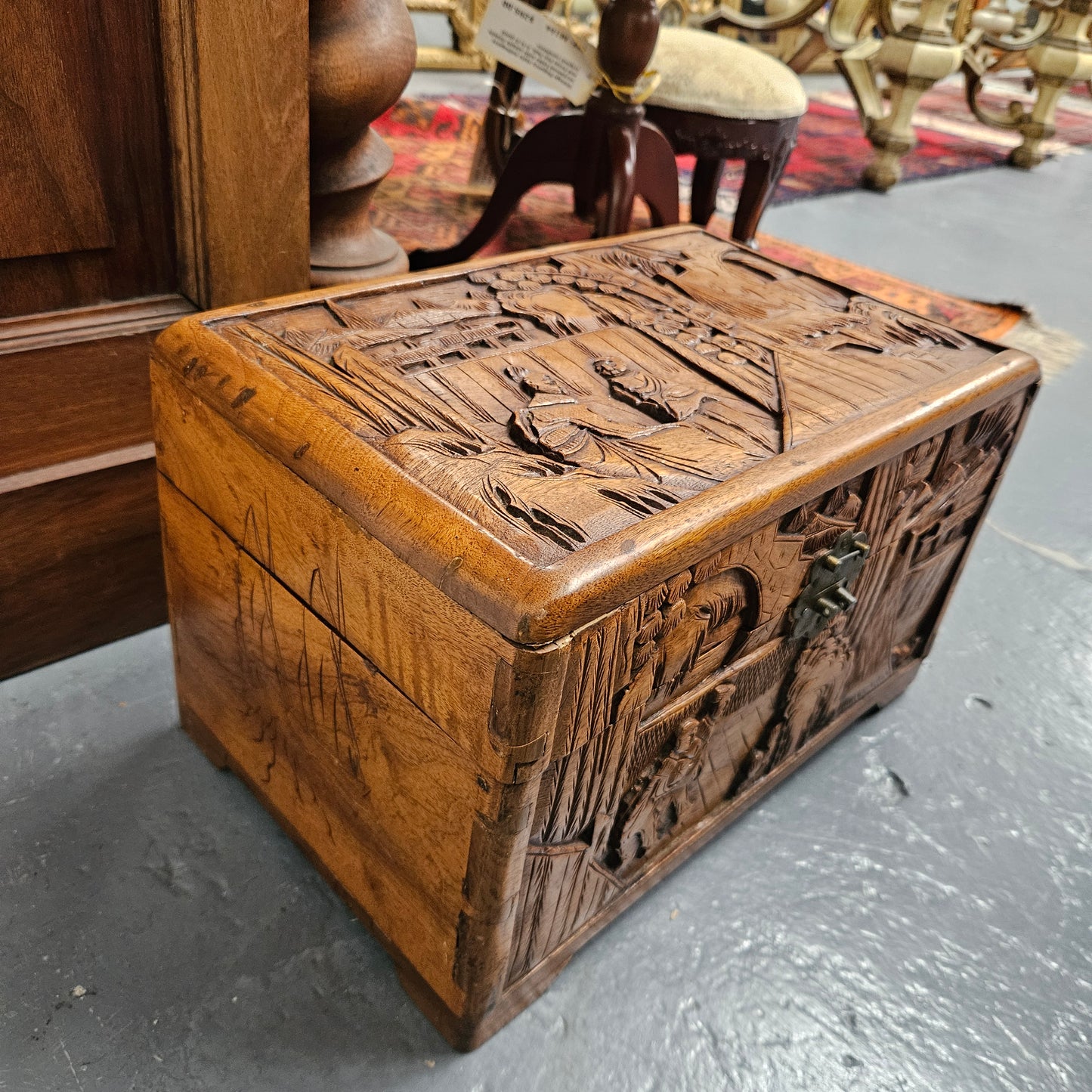 Vintage Chinese Carved Camphorwood Medium Chest