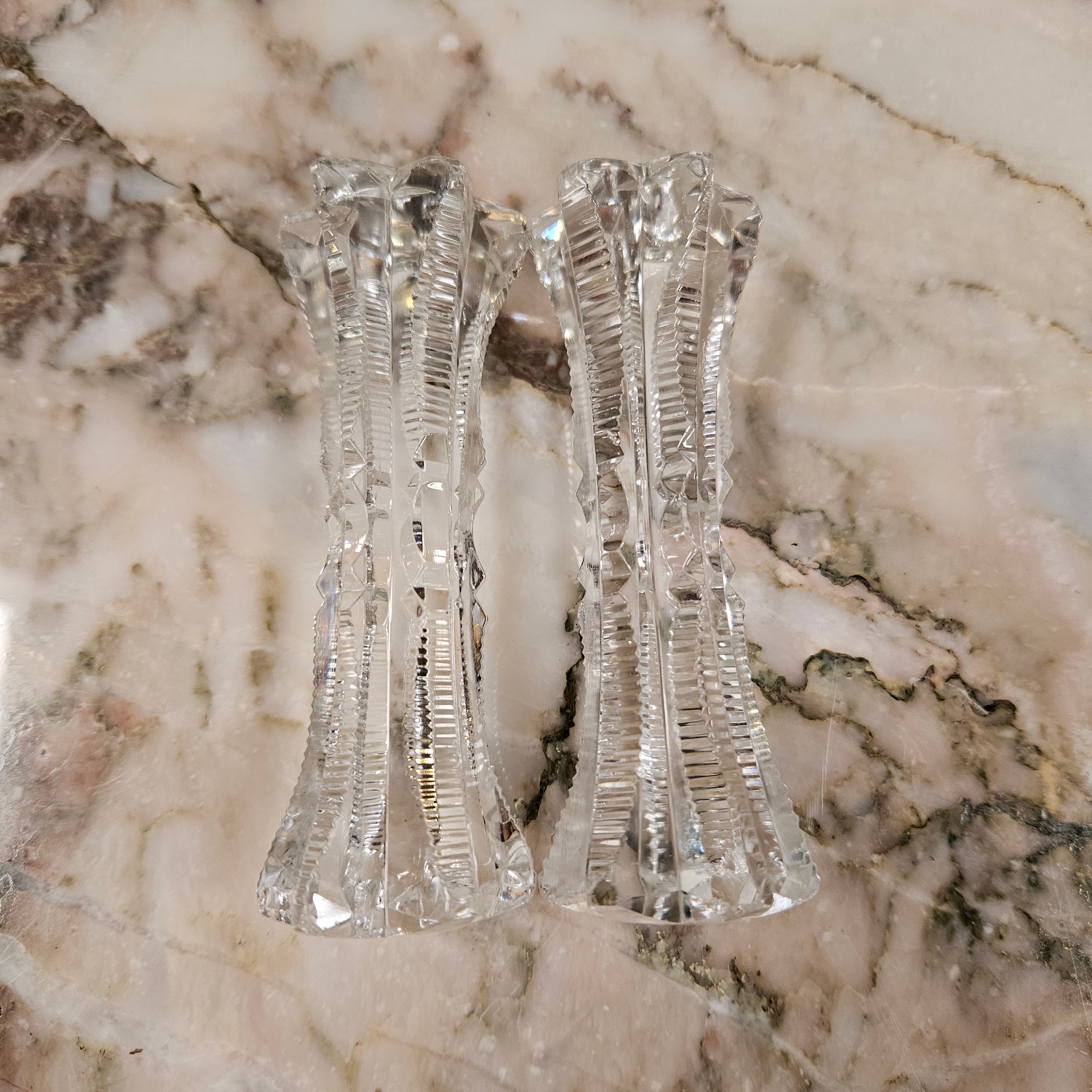 Pair Crystal Cut Knife/Spoon Rest