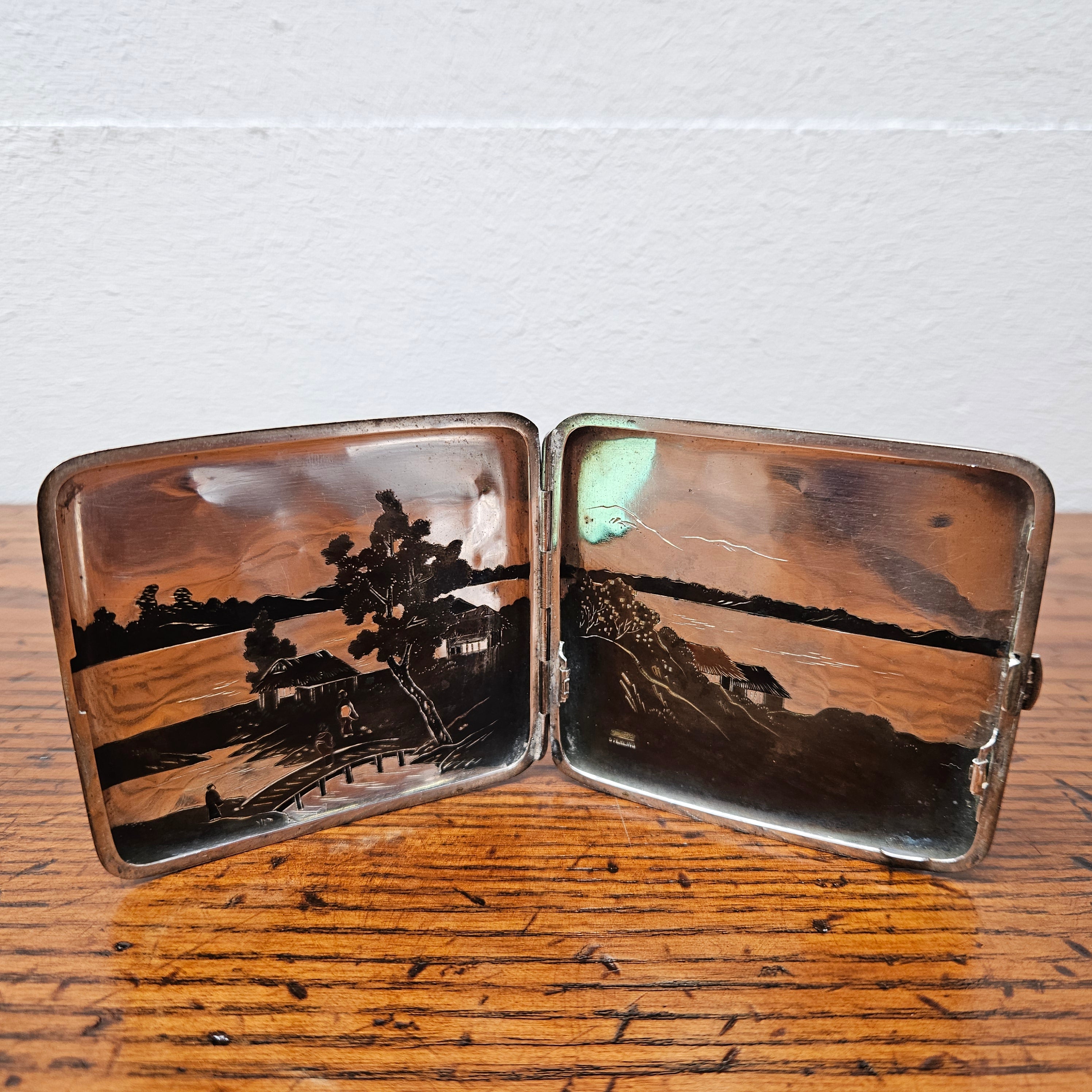 Antique Japanese Mixed Metal Engraved/Embossed Cigarette Case | Antique & Vintage | Moonee Ponds Antiques | Australia Wide Delivery