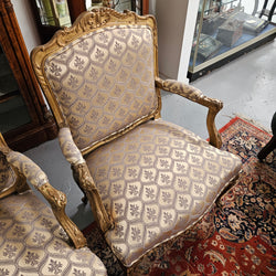 Antique Pair Reupholstered Louis XVth Style Giltwood Armchairs | Antique & Vintage | Moonee Ponds Antiques | Australia Wide Delivery