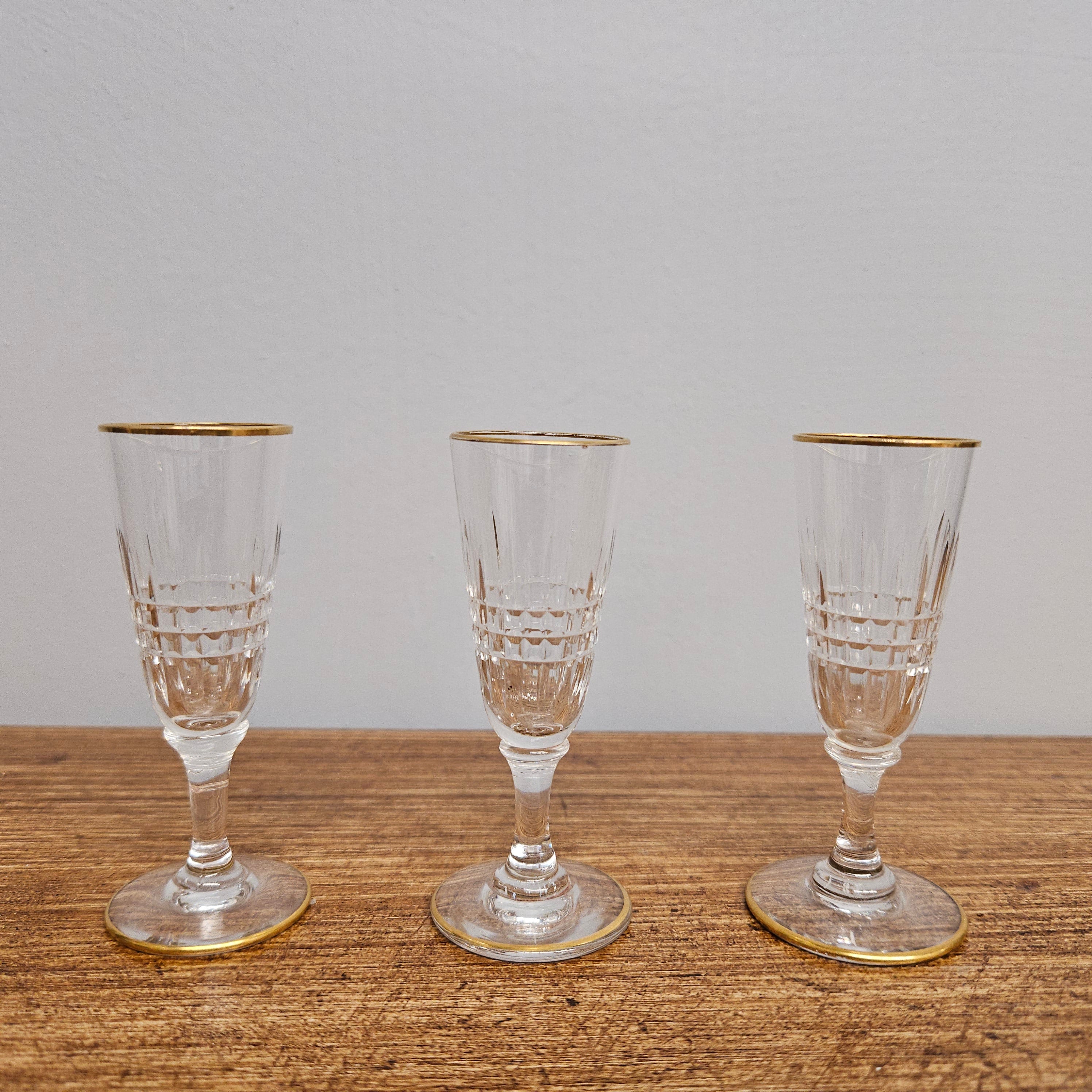 Set Of 6 Stemmed Crystal Liqueur Glasses | Antique & Vintage | Moonee Ponds Antiques | Australia Wide Delivery