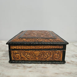 Vintage Spanish Embossed Leather Trinket/Jewellery Box | Antique & Vintage | Moonee Ponds Antiques | Australia Wide Delivery