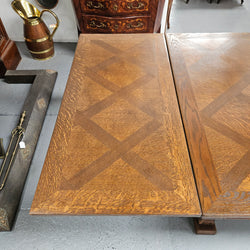 French Oak Spanish Style Parquetry Top Extension Dining Table | Antique & Vintage | Moonee Ponds Antiques | Australia Wide Delivery