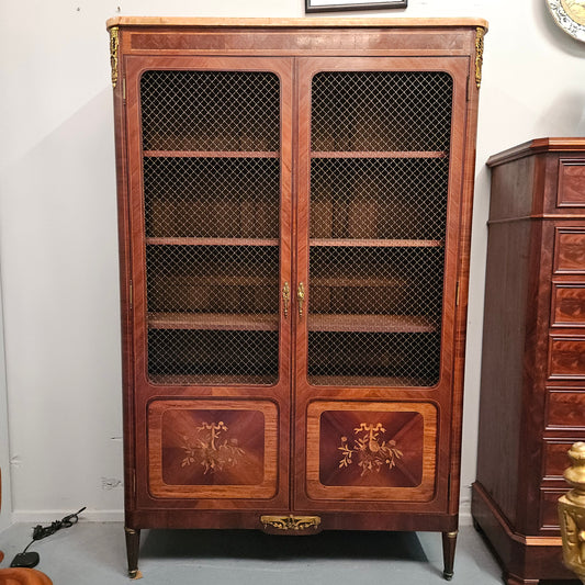 Antique Louis XVI Style French Inlaid Kingwood Bookcase