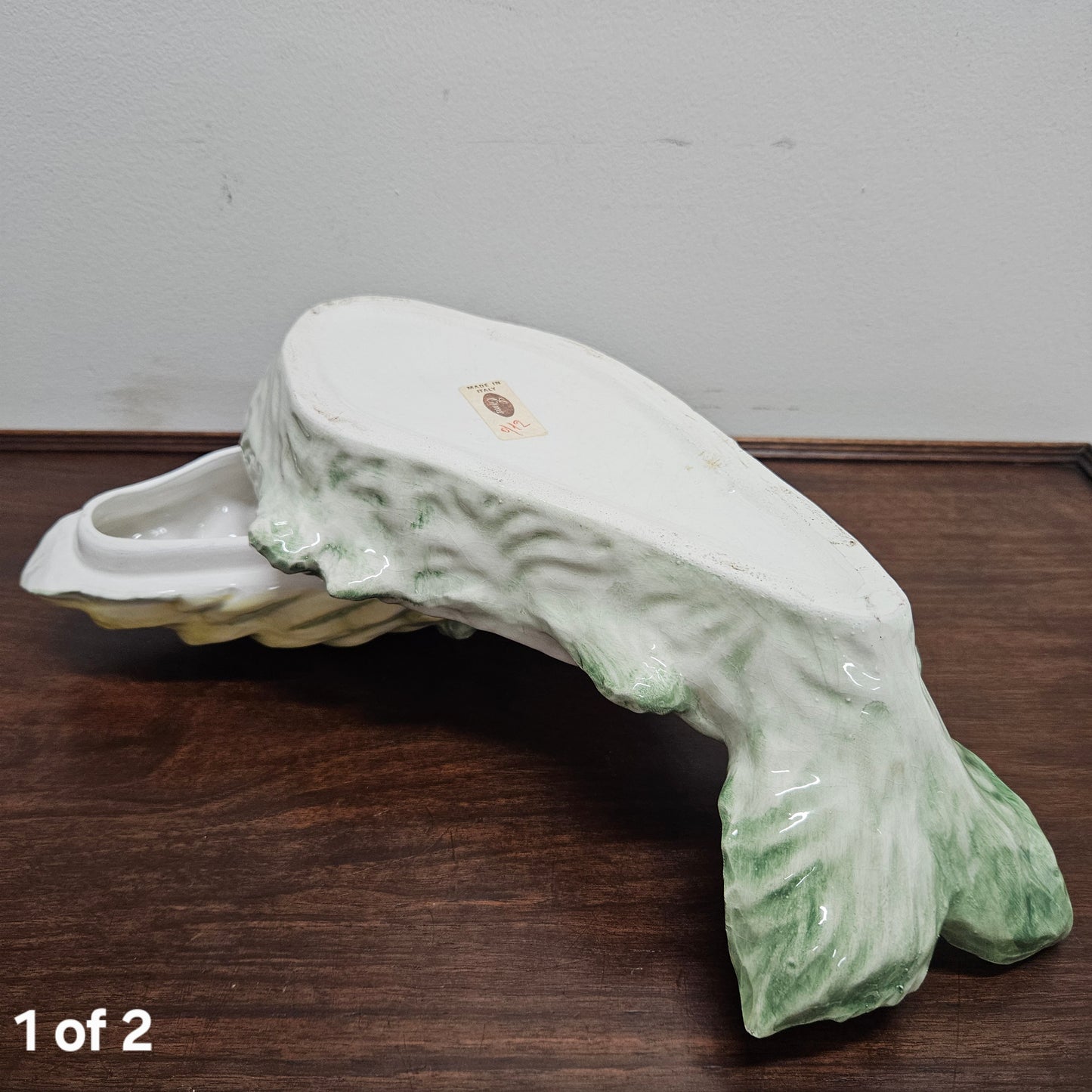 Vintage Italian Hand painted Majolica Fish Covered Dish