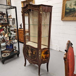 French  Louis XV Style Bombe Shaped Vernis Martin Vitrine
