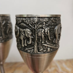 Vintage Pewter Elephants Goblets Set of Four | Antique & Vintage | Moonee Ponds Antiques | Australia Wide Delivery
