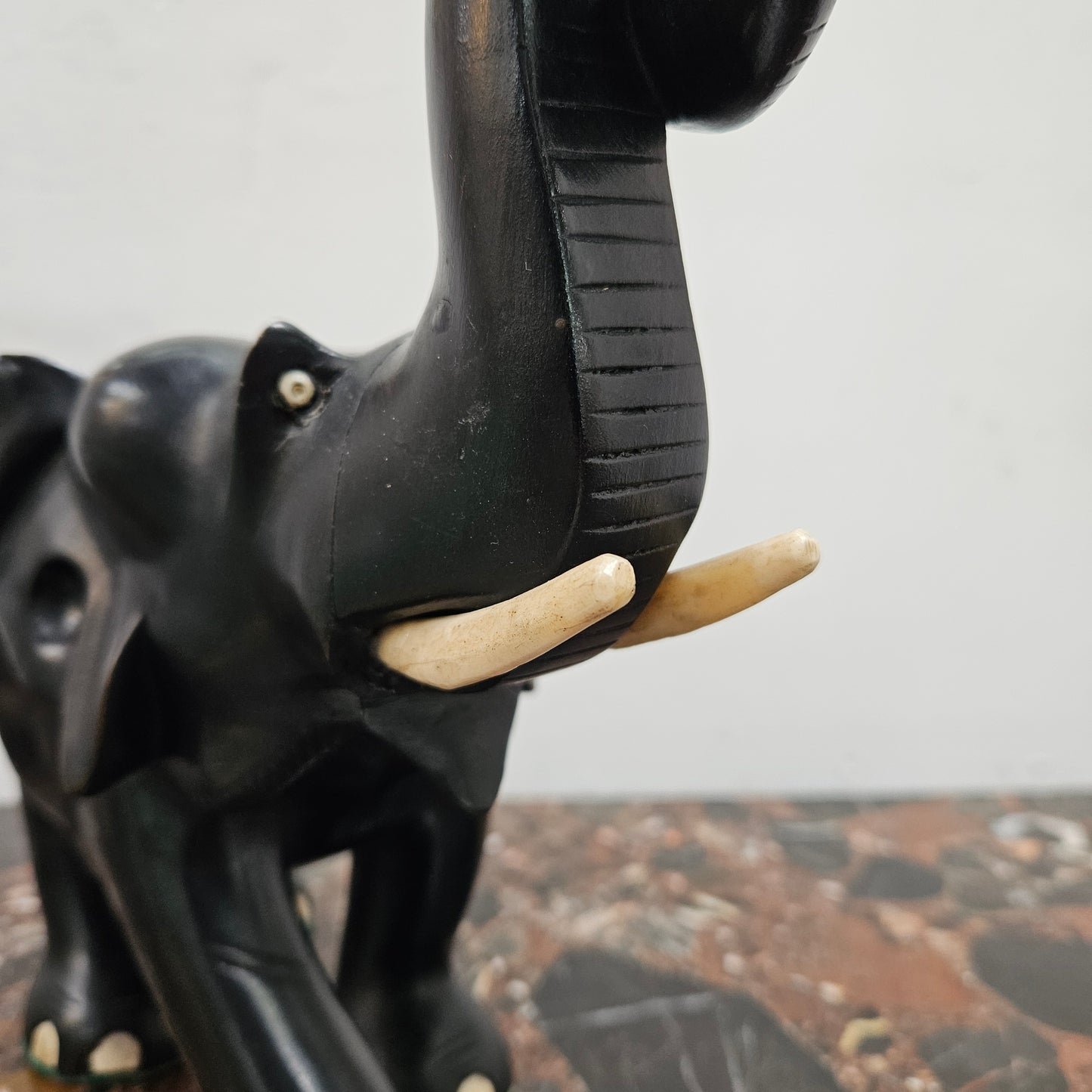 Vintage Ebony/Bone Elephant