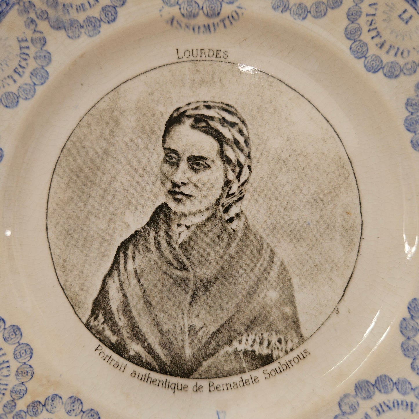 Antique French 'Lourdes' Plate